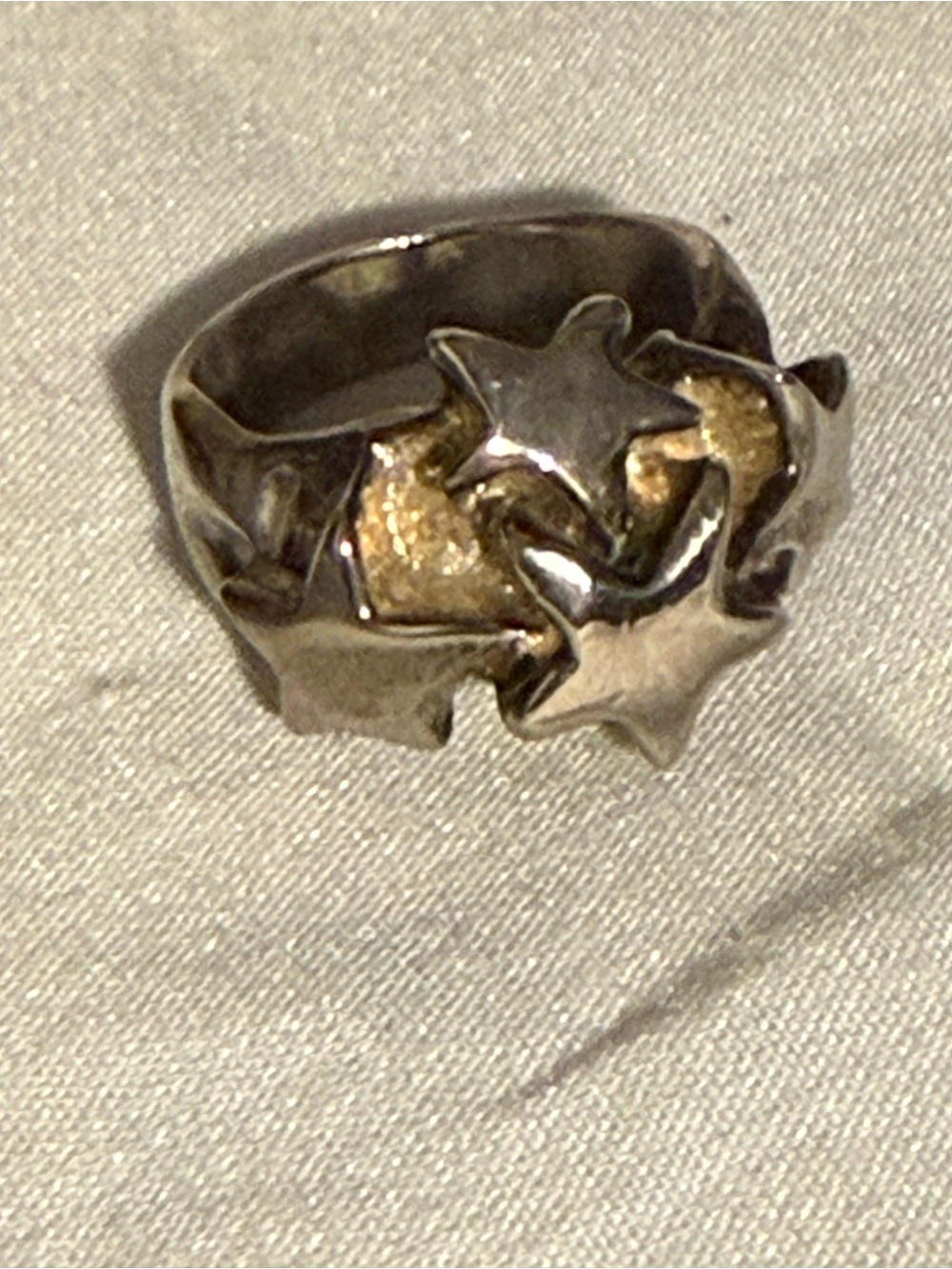 Chunky Vintage .925 Sterling Silver Molten Star Ring Celestial Grunge Brutalist